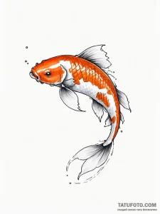 A single, abstract koi fish, a stroke of oran... - эскиз тату (№1752154320_0, 10.07.2025 13:32) — Tatufoto.com