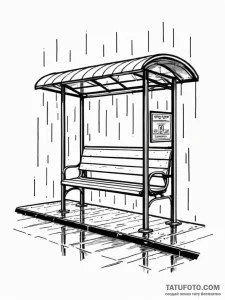 A simple outline of a bus stop shelter in the... - эскиз тату (№1752154405_0, 10.07.2025 13:33) — Tatufoto.com