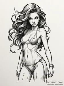 A beautiful woman, but her shadow is a graspi... - эскиз тату (№1752154490_0, 10.07.2025 13:34) — Tatufoto.com