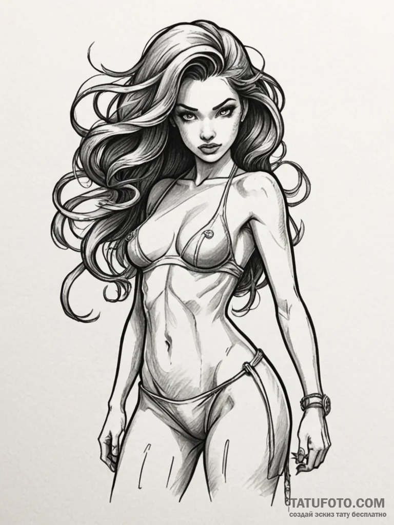 A beautiful woman, but her shadow is a graspi… — эскиз тату (№1752154490_0, 10.07.2025 13:34) — Tatufoto.com