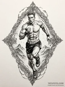 A powerful athlete, at the peak of their perf... - эскиз тату (№1752154576_0, 10.07.2025 13:36) — Tatufoto.com
