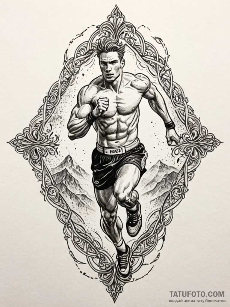 A powerful athlete, at the peak of their perf… — эскиз тату (№1752154576_0, 10.07.2025 13:36) — Tatufoto.com