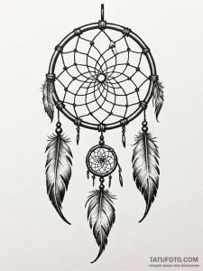 A beautiful, delicate dreamcatcher, with dark... - эскиз тату (№1752154743_0, 10.07.2025 13:39) — Tatufoto.com