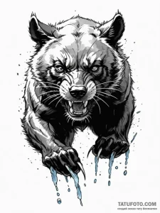 A powerful wolverine, its claws are made of i... - эскиз тату (№1752154829_0, 10.07.2025 13:40) — Tatufoto.com