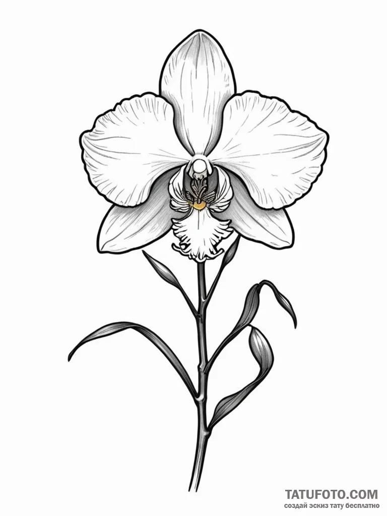 A single, perfect, blooming orchid - эскиз тату (№1752155052_0, 10.07.2025 13:44) — Tatufoto.com