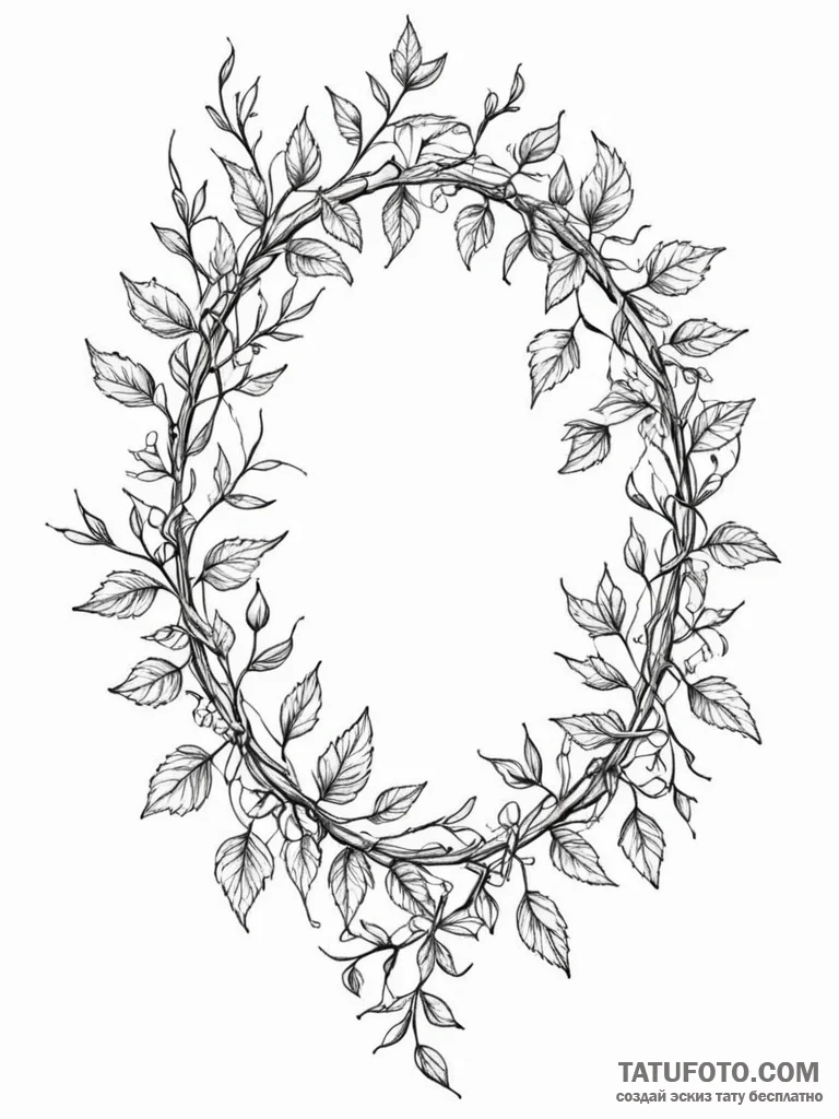 A beautiful, delicate pattern of vines and th… — эскиз тату (№1752155480_0, 10.07.2025 13:51) — Tatufoto.com