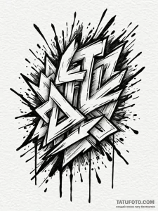 A single, black, aggressive brush stroke, lik... - эскиз тату (№1752155565_0, 10.07.2025 13:52) — Tatufoto.com