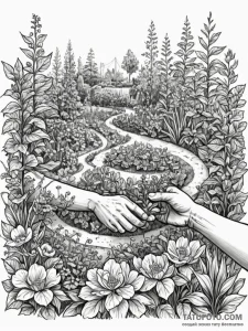 A beautiful, strong community garden, with ma... - эскиз тату (№1752156165_0, 10.07.2025 14:02) — Tatufoto.com