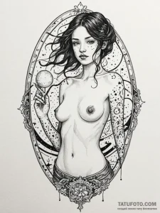 A girl whose body is covered in a map of the... - эскиз тату (№1752156338_0, 10.07.2025 14:05) — Tatufoto.com