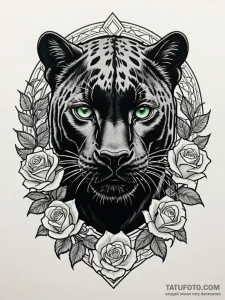 A beautiful, realistic black panther, its eye... - эскиз тату (№1752156511_0, 10.07.2025 14:08) — Tatufoto.com
