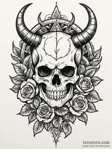 A bag of money, with devil horns and a tail,... - эскиз тату (№1752156597_0, 10.07.2025 14:09) — Tatufoto.com