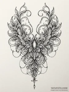 A beautiful, ornate filigree pattern, flowing... - эскиз тату (№1752156687_0, 10.07.2025 14:11) — Tatufoto.com