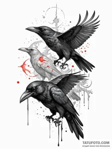 A pack of spectral crows, their eyes glowing... - эскиз тату (№1752156773_0, 10.07.2025 14:12) — Tatufoto.com
