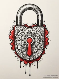 A single, powerful symbol of a key and a lock... - эскиз тату (№1752157290_0, 10.07.2025 14:21) — Tatufoto.com