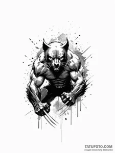 A powerful wolverine, a symbol of tenacity an... - эскиз тату (№1752157722_0, 10.07.2025 14:28) — Tatufoto.com