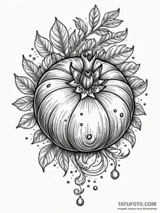 A realistic, juicy pomegranate, with seeds sp... - эскиз тату (№1752158157_0, 10.07.2025 14:35) — Tatufoto.com