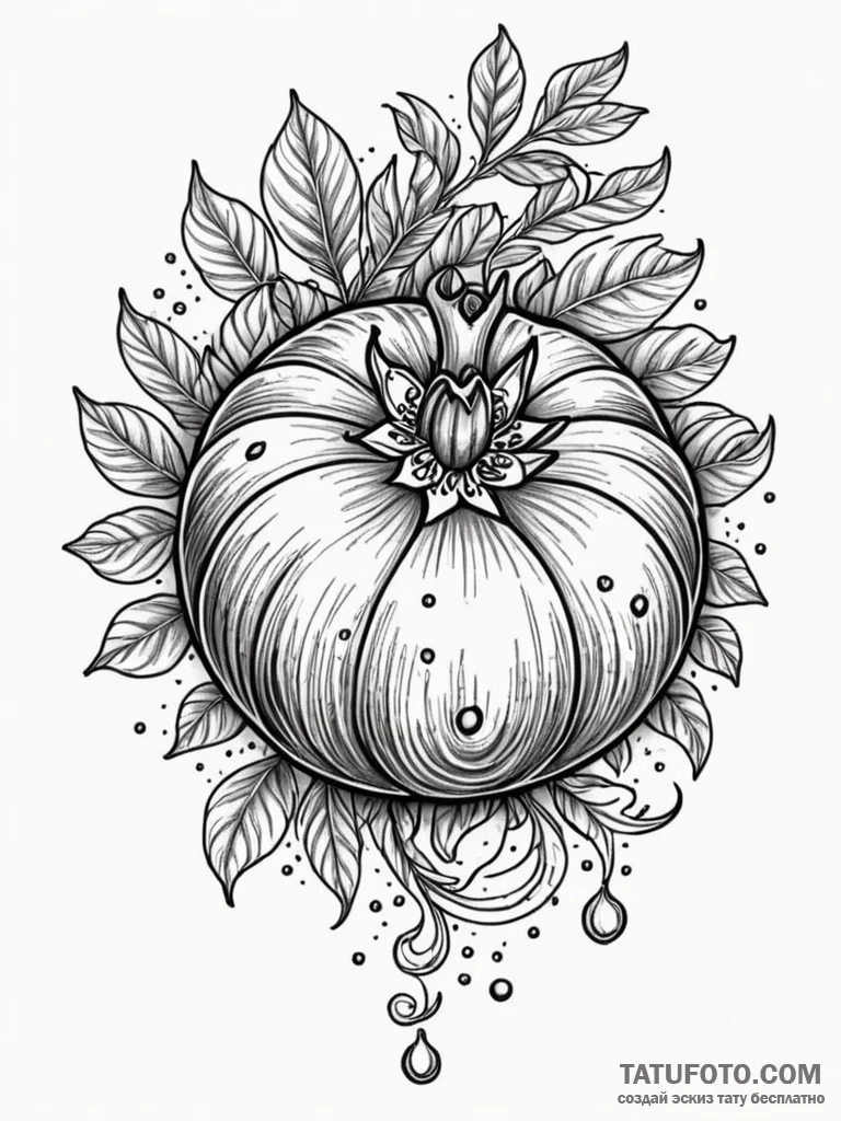 A realistic, juicy pomegranate, with seeds sp… — эскиз тату (№1752158157_0, 10.07.2025 14:35) — Tatufoto.com