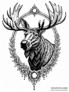 A powerful moose, a surprisingly dangerous an... - эскиз тату (№1752158501_0, 10.07.2025 14:41) — Tatufoto.com