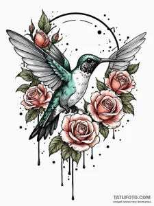 A beautiful, delicate hummingbird, its wings... - эскиз тату (№1752159015_0, 10.07.2025 14:50) — Tatufoto.com