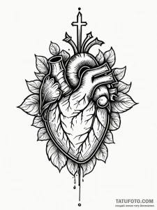 A human heart, with a small, glowing seed of... - эскиз тату (№1752159101_0, 10.07.2025 14:51) — Tatufoto.com