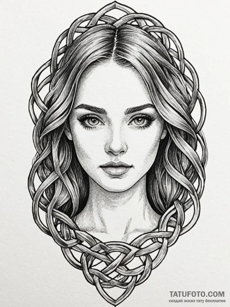 A woman’s portrait, her skin is painted with… — эскиз тату (№1752159359_0, 10.07.2025 14:55) — Tatufoto.com