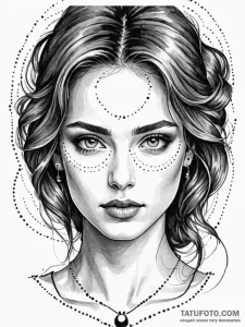 A beautiful woman's face, but her eyes are sp... - эскиз тату (№1752159784_0, 10.07.2025 15:03) — Tatufoto.com