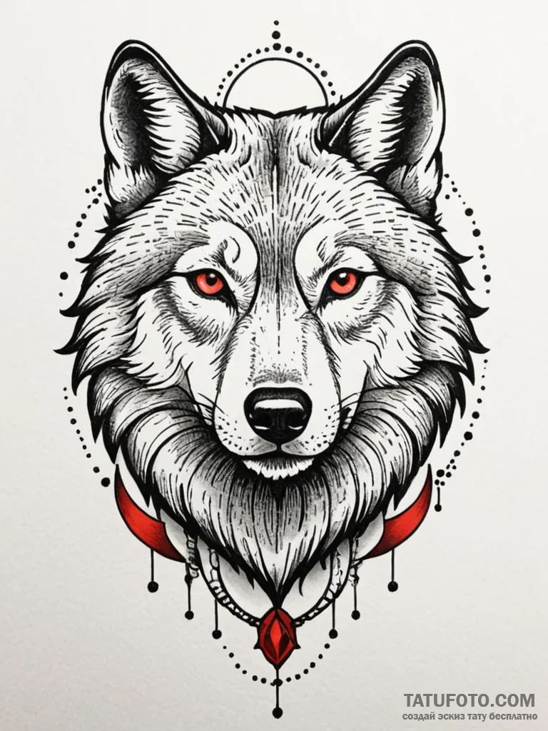 A powerful pack leader wolf, its gaze is conf… — эскиз тату (№1752160300_0, 10.07.2025 15:11) — Tatufoto.com