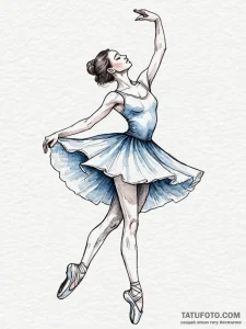 A ballerina, her dress is a swirl of light pi... - эскиз тату (№1752160473_0, 10.07.2025 15:14) — Tatufoto.com