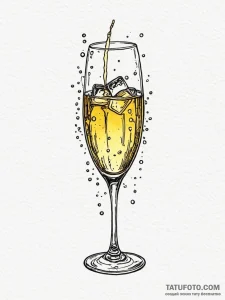 A beautiful, realistic glass of champagne, wi... - эскиз тату (№1752160809_0, 10.07.2025 15:20) — Tatufoto.com