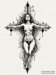 A woman whose body is dissolving into musical... - эскиз тату (№1752161144_0, 10.07.2025 15:25) — Tatufoto.com
