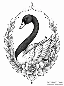 A beautiful, realistic black swan, a symbol o... - эскиз тату (№1752161228_0, 10.07.2025 15:27) — Tatufoto.com