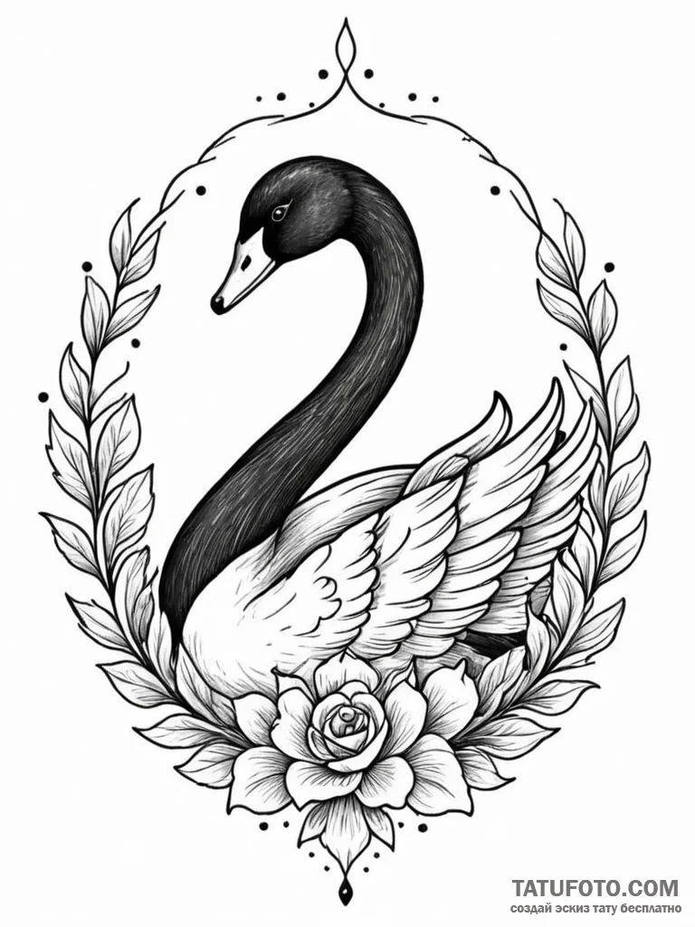 A beautiful, realistic black swan, a symbol o… — эскиз тату (№1752161228_0, 10.07.2025 15:27) — Tatufoto.com