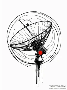 A satellite dish, broadcasting chaotic, black... - эскиз тату (№1752161312_0, 10.07.2025 15:28) — Tatufoto.com