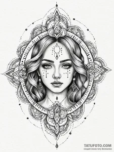 A woman whose tears are melting snowflakes, a... - эскиз тату (№1752161812_0, 10.07.2025 15:36) — Tatufoto.com