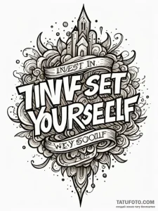 The phrase "invest in yourself", concept art... - эскиз тату (№1752161897_0, 10.07.2025 15:38) — Tatufoto.com