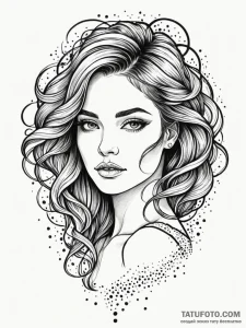 A beautiful woman with her hair made of liqui... - эскиз тату (№1752162147_0, 10.07.2025 15:42) — Tatufoto.com