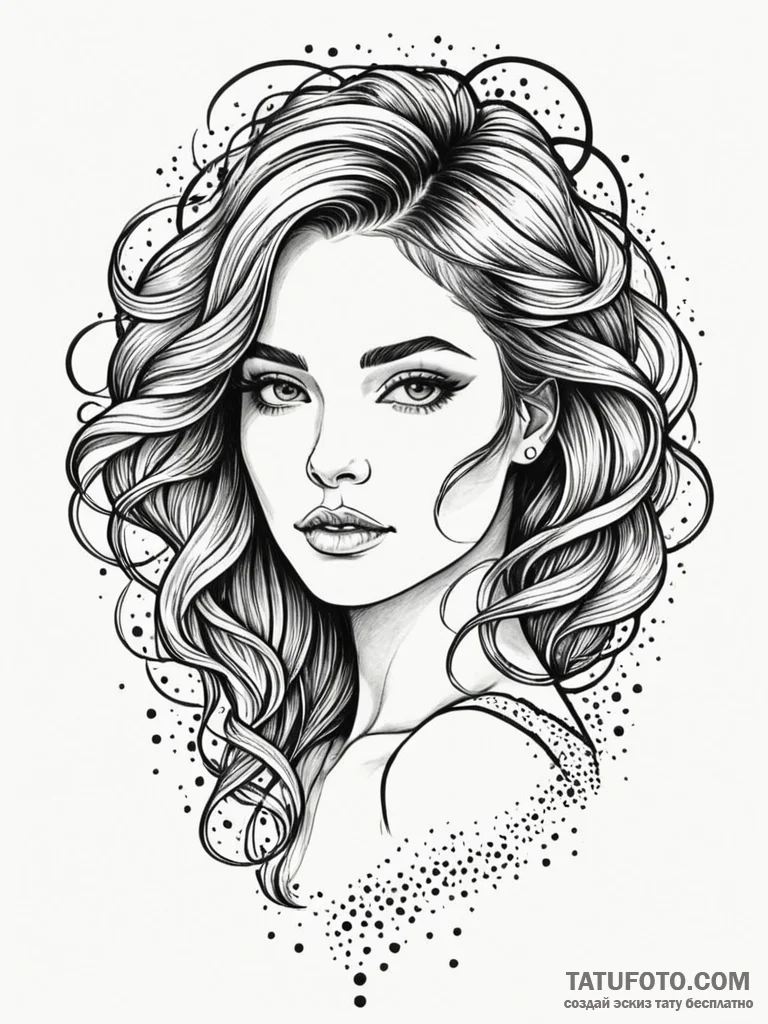 A beautiful woman with her hair made of liqui… — эскиз тату (№1752162147_0, 10.07.2025 15:42) — Tatufoto.com