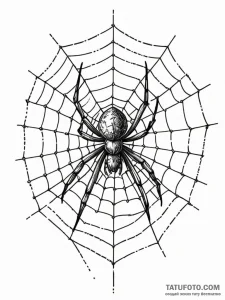 A spider, but its web is a complex stock mark... - эскиз тату (№1752162315_0, 10.07.2025 15:45) — Tatufoto.com