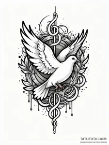 A single, powerful word "peace", with a dove... - эскиз тату (№1752162485_0, 10.07.2025 15:48) — Tatufoto.com