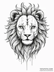 A woman's face merged with a lion's face, a p... - эскиз тату (№1752162656_0, 10.07.2025 15:50) — Tatufoto.com