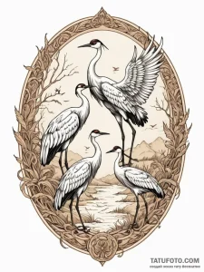 A powerful migratory flock of cranes, their c... - эскиз тату (№1752162740_0, 10.07.2025 15:52) — Tatufoto.com