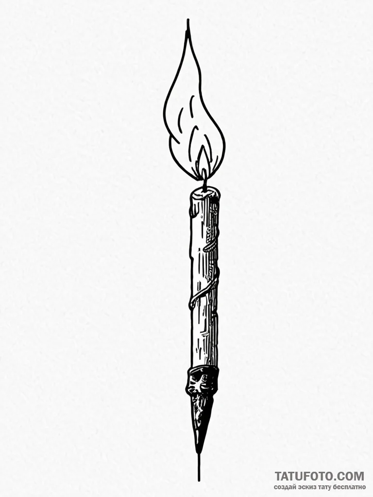 A single, perfect, burning matchstick, tattoo… — эскиз тату (№1752162910_0, 10.07.2025 15:55) — Tatufoto.com