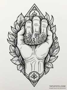 The word "hustle" in a rough, hand-poked styl... - эскиз тату (№1752163253_0, 10.07.2025 16:00) — Tatufoto.com