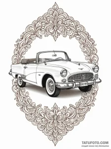 A minimalist drawing of a classic convertible... - эскиз тату (№1752163849_0, 10.07.2025 16:10) — Tatufoto.com