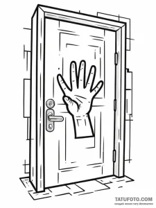 A drawing of a hand, knocking on a closed doo... - эскиз тату (№1752164533_0, 10.07.2025 16:22) — Tatufoto.com
