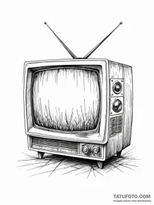 A drawing of a discarded television with a st... - эскиз тату (№1752164878_0, 10.07.2025 16:27) — Tatufoto.com