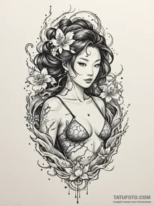 A beautiful woman with her body made of shatt... - эскиз тату (№1752166052_0, 10.07.2025 16:47) — Tatufoto.com