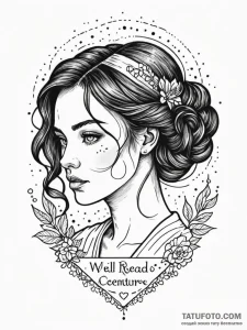 A phrase "a well-read woman is a dangerous cr... - эскиз тату (№1752166228_0, 10.07.2025 16:50) — Tatufoto.com