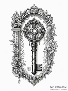 A beautiful, ornate key, unlocking a book of... - эскиз тату (№1752166483_0, 10.07.2025 16:54) — Tatufoto.com