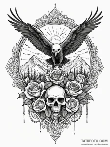 A pack of vultures, circling overhead, concep... - эскиз тату (№1752166568_0, 10.07.2025 16:56) — Tatufoto.com